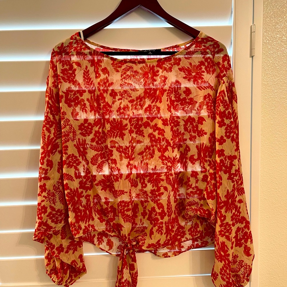VICI - Red and beige semi sheer top